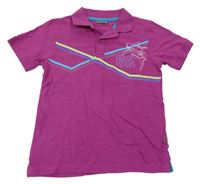 Fuchsiové polo tričko s číslom a žralokom