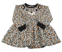 Sivé teplákové šaty s leopardím vzorom a ňufáčikom  Denokids