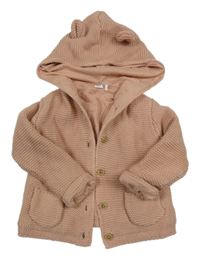 Růžový podšitý propínací svetr s kapucí M&S