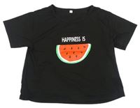 Čierne crop tričko s melónom