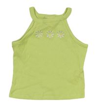 Zelenkavý žebrovaný crop top s kytičkami Matalan