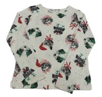 Bílé úpletové triko s kočkami H&M