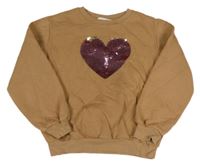 Hnedá mikina s překlápěcími flitre H&M