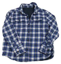 Modro-bielo-červená kockovaná podšitá košeľa zn. George