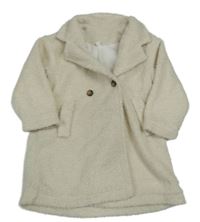 Smotanový huňatý podšitý kabát