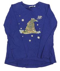 Tmavomodré tričko s překlápěcími flitry - Harry Potter