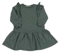 Zelenošedé teplákové šaty s volánky H&M