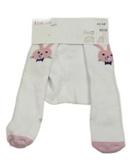 Nové - Bílé froté punčocháče se zajíčky Lupilu