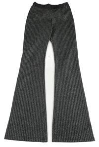 Černo-stříbrné pruhované flare kalhoty WE