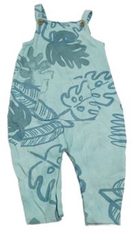 Světlemodré laclové tepláky s listy Tu