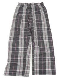 Šedo-růžové kostkované pyžamové kalhoty 