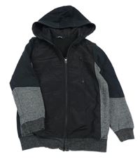 Čierno-melírovaná prepínaci mikina s kapucňou George