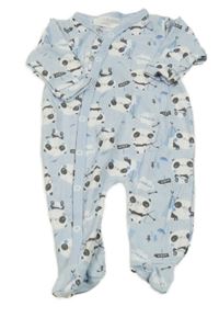 Svetlomodrý overal s pandami