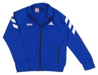 Modrá sportovní propínací mikina s nápisem Adidas