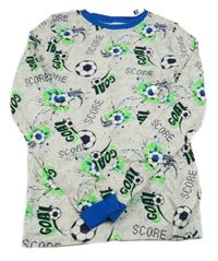 Nové - Svetlosivé pyžamové tričko s futbalovymi loptami Dunnes