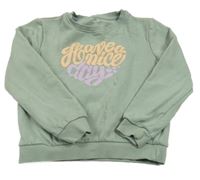 Světlekhaki mikina s nápisom Kiabi