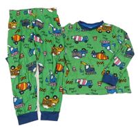 Zelené pyžamo se bagry a mixy F&F