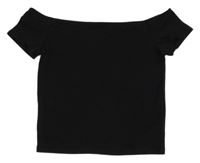 Čierne crop tričko s lodičkovým výstřihem H&M