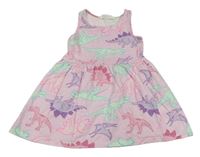 Svetloružové bavlnené šaty s dinosaurami H&M