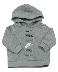 Sivá melírovaná mikina s logy a kapucňou Nike