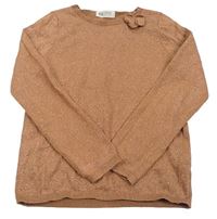 Bronzový trblietavý sveter s mašlou H&M