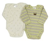 2x Smetanové + světlezelené pruhované body s korálky