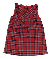 Červeno-tmavomodro-biele kockované šaty s volánikmi H&M