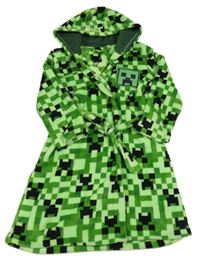 Zeleno-černý chlupatý župan s kapucí - Minecraft George