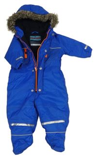 Kobaltově modrá šusťáková zimní kombinéza s kapucí Next 