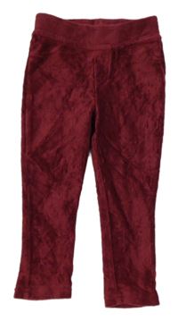 Tmavoružové zamatové rebrované nohavice Nutmeg