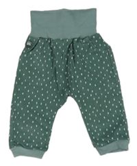 Zelené manšestrové podšité kalhoty s puntíky Boboli