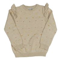 Béžový sveter s bodkami a volánikmi Primark