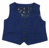 Tmavomodrá slavnostní vesta s kytarami Next