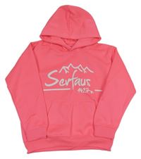 Neónově ružová mikina s horami a kapucňou Awdis