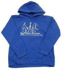 Kobaltově modrá mikina s potlačou a kapucňou Awdis