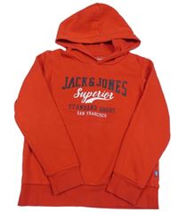 Červená mikina s logem a kapucí Jack & Jones