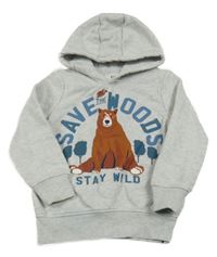 Sivá mikina s medvedíkom a kapucňou C&A