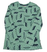 Světlezelené triko s vlky a nápisy Kids 