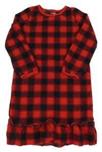 Červeno-čierne kockované fleecové šaty Carter´s