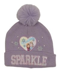 Levandulová pletená čepice s Frozen a bambulí Primark