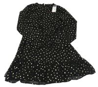 Nové - Čierne šifónové šaty s hviezdičkami Primark