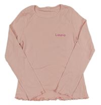 Svetloružové tričko s nápisom