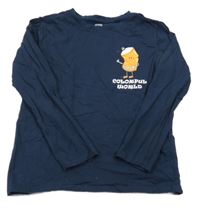 Tmavomodré tričko s obrázkom Sinsay