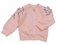 Světlerůžová propínací mikina s kytičkami 