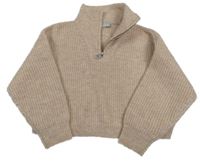 Staroružový crop sveter s rolákom Matalan