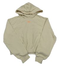 Béžová crop mikina s nápisom a kapucňou H&M