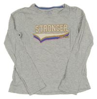 Šedé melírované triko s nápisem Primark