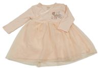 Broskvové bavlněno/tylové šaty s Bambim Primark