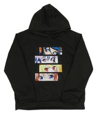 Čierna mikina s potlačou a kapucňou