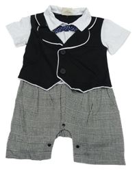 Černo-kostkovaný kraťasový společenský overal Zoerea baby